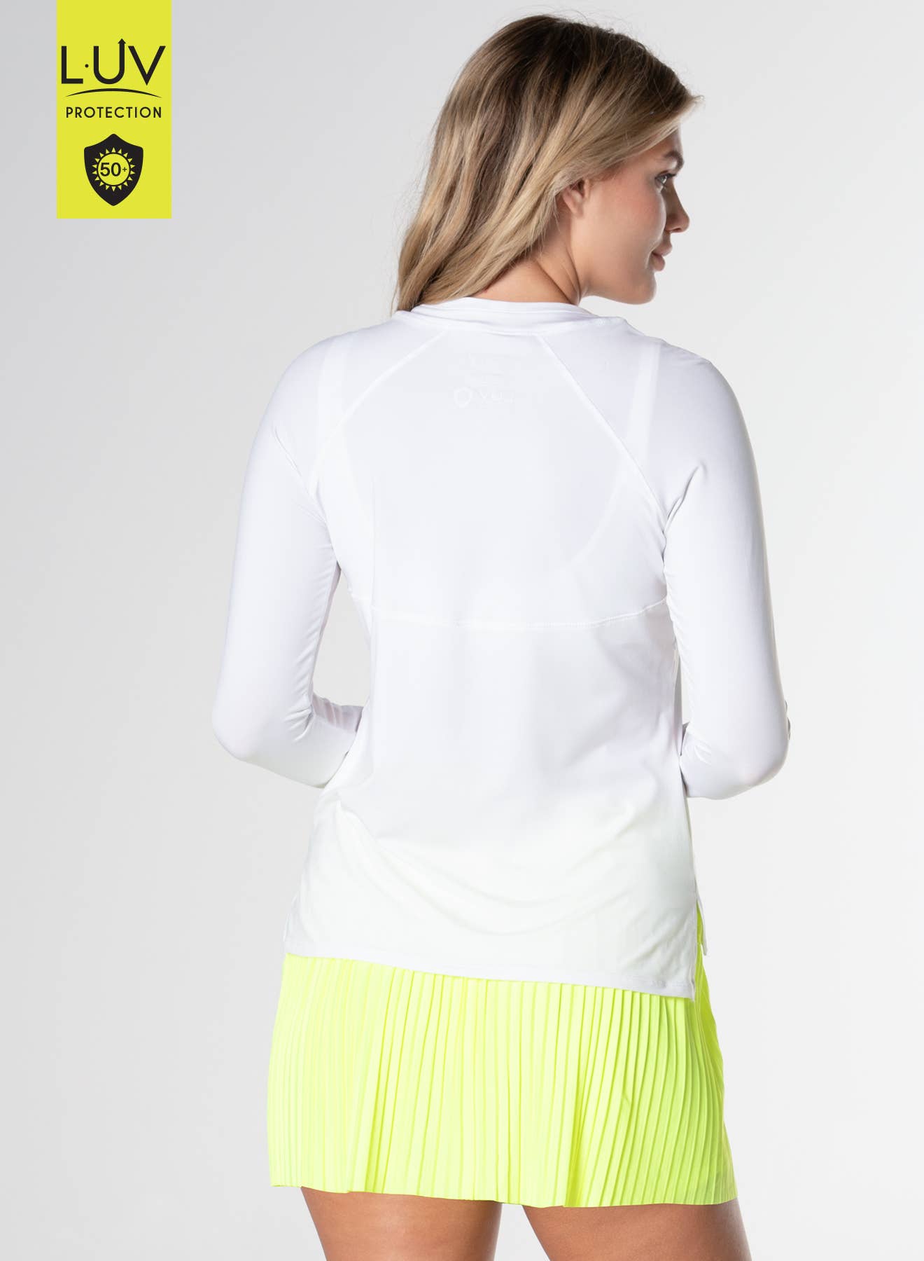 Women's UV 50+ High Low Breezy Long Sleeve - WHITE