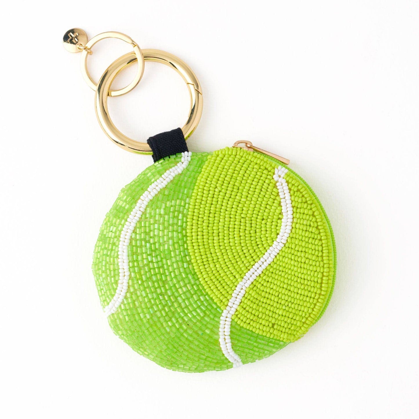 Mary Tennis Ball Beaded Coin Purse Bright Yellow + Green