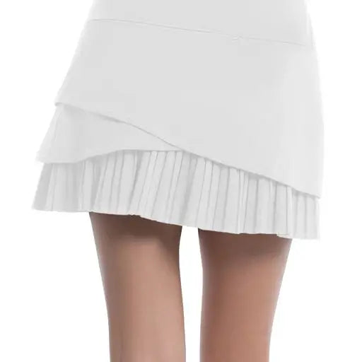 Women's 14.5" Hybrid Tennis Skirt w/ Hidden Back Pocket- White