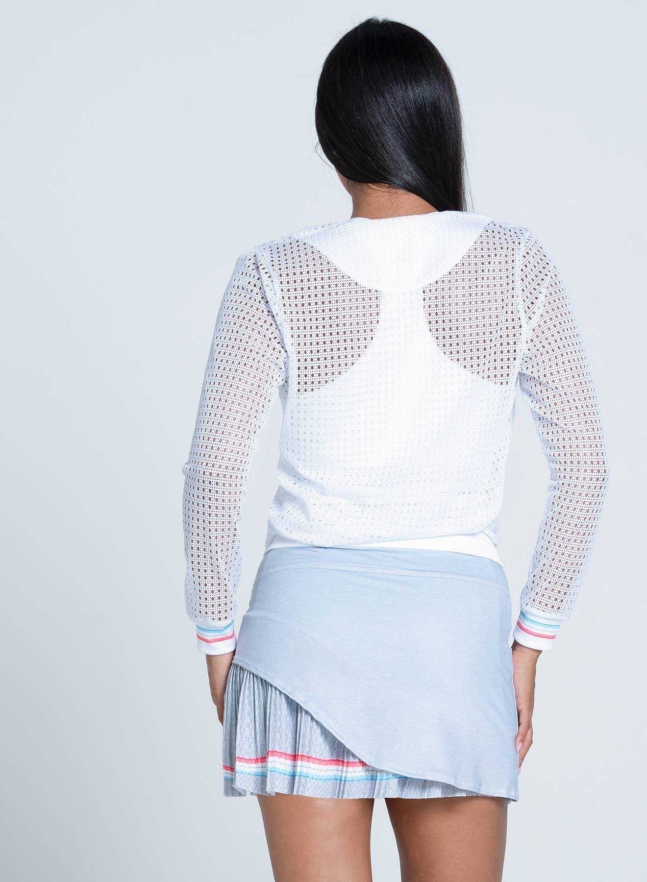 Women's Retro Stripe V-Neck Pullover - WHITE