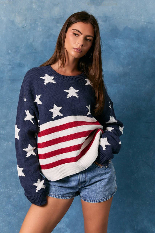 AMERICAN FLAG SWEATER TOP