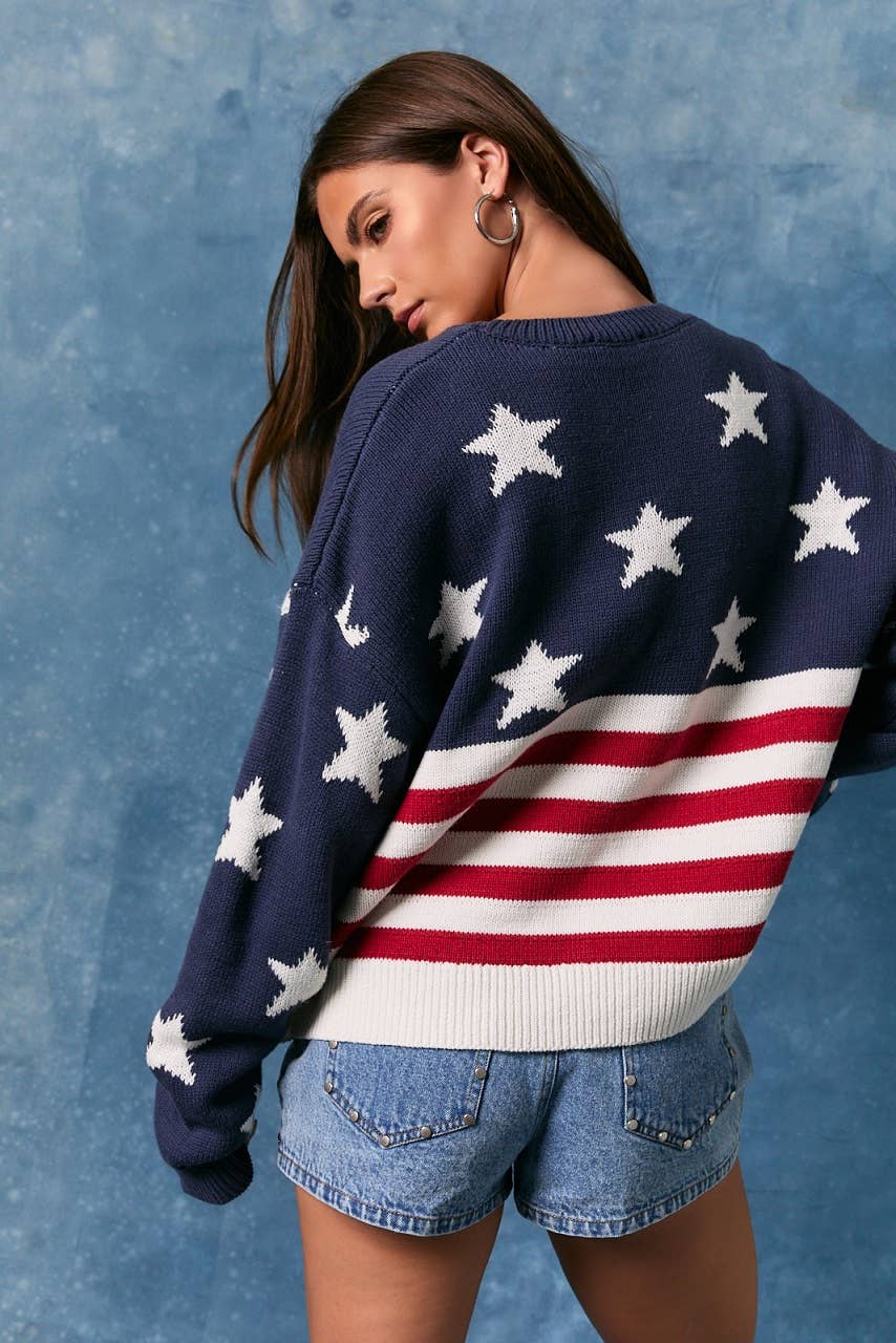 AMERICAN FLAG SWEATER TOP