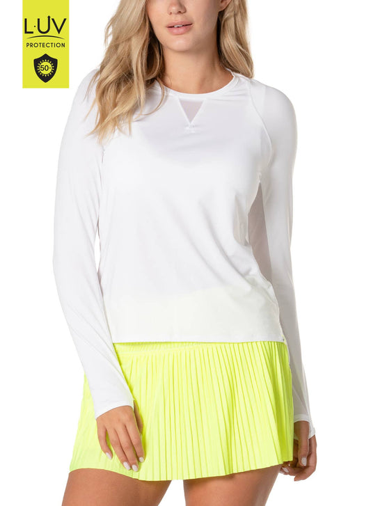 Women's UV 50+ High Low Breezy Long Sleeve - WHITE